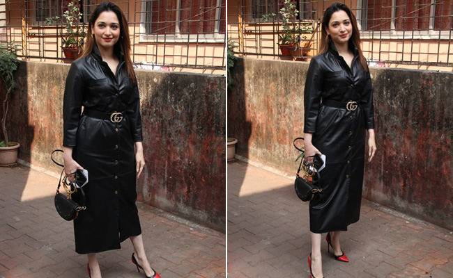 Tamannaah Bhatia's Leather Shirt Dress Is A Winter Fashion Winner