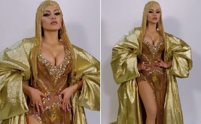 Urvashi Rautela Creates 24 Karat Magic Dressed In A Glistening Gold Dress