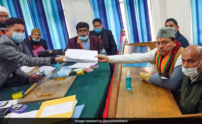 Chief Minister Pushkar Singh Dhami Files Poll Nomination From Uttarakhand's Khatima