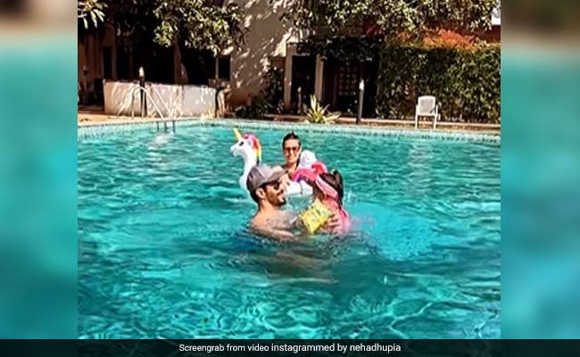 Neha Dhupia, Angad Bedi And Daughter Mehr's Pool Day Is All Things Magical