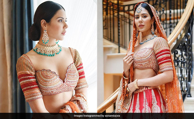Sonam Bajwa's Bridal <i>Lehenga</i> Is A Vibrant Dream Of Colour And Glitter