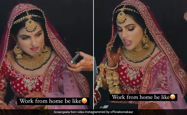 दुल्हन शादी के दिन भी कर रही थी ऑफिस का काम, बोली- Work From Home ने तो परेशान कर दिया - देखें Video