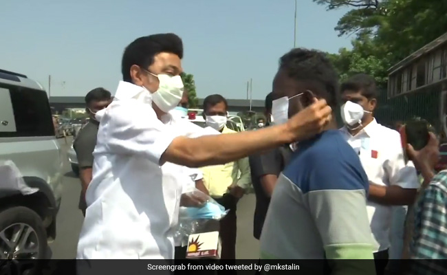 Watch: MK Stalin Stops Car, Distributes Masks To Violators In Chennai