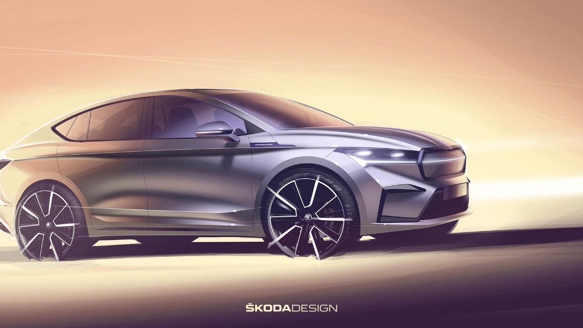 Skoda Enyaq Coupe iV Design Sketch Revealed Ahead Of Global Debut This Month