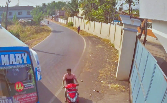 Caught On Cam: Narrow Escape For Karnataka Biker As Bus Takes A Turn