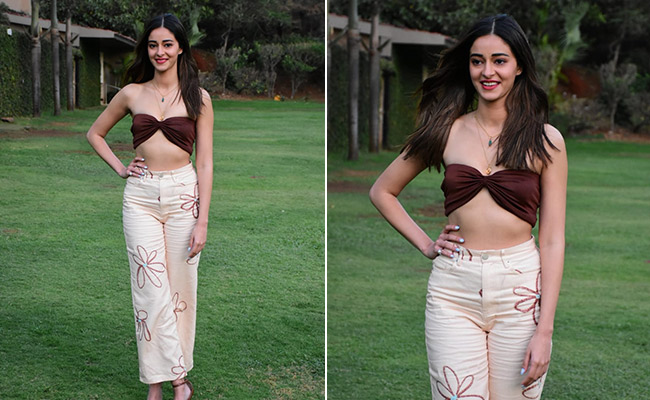 Ananya Panday In A Chic Brown Bralette And Printed Pants Seems To Suggest Spring Is Near