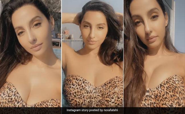There Is No Chicer Wild Cat Than Nora Fatehi In A Leopard Print Swimwear