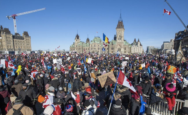 Emergency In Canada's Ottawa Over Truckers' Protest Against Covid Jabs