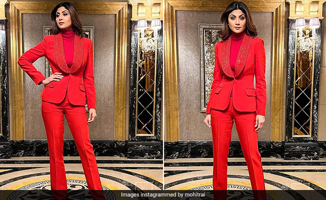 Shilpa Shetty's Red Monochrome Look Is A Must Try This Winter