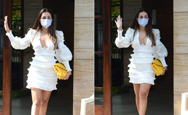 Malaika Arora's Ruffled White Bodycon Dress Is A Casual Date Look Done Right