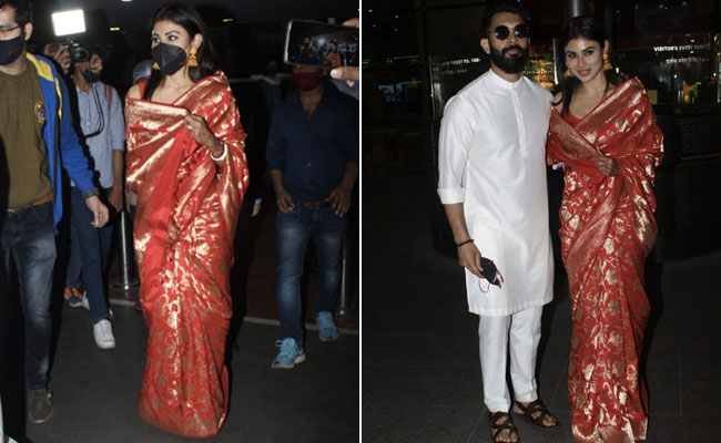 Mouni Roy Returns As The Chicest New Bride In Town Dressed In A Gloriously Red <i>Benarasi Saree</i>