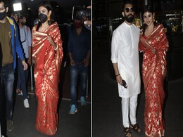 Mouni Roy Returns As The Chicest New Bride In Town Dressed In A Gloriously Red <i>Benarasi Saree</i> Mouni Roy Returns As The Chicest New Bride In Town Dressed In A Gloriously Red <i>Benarasi Saree</i>