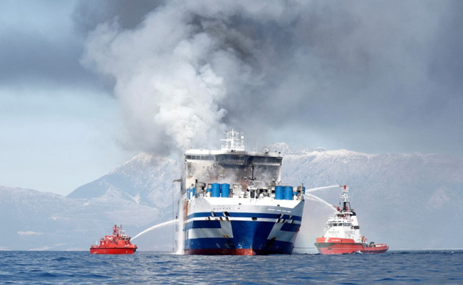 First Body Found On Greek Ferry After Fire, 1 Rescued, 10 Still Missing