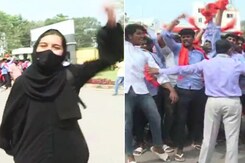 Video: Student Heckled In Karnataka College In Hijab vs Saffron Scarves Video: Student Heckled In Karnataka College In Hijab vs Saffron Scarves