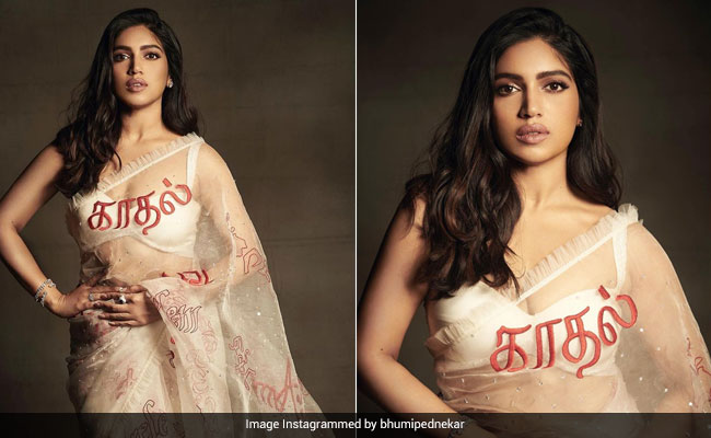 Bhumi Pednekar's Sheer <i>Saree</i> Spells Love In Every Language, Literally