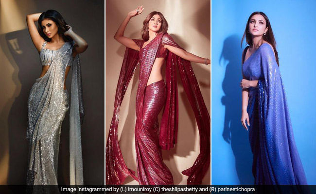 From Shilpa Shetty To Janhvi Kapoor, These Celebrities Are Acing Shimmer Sarees Like A Pro