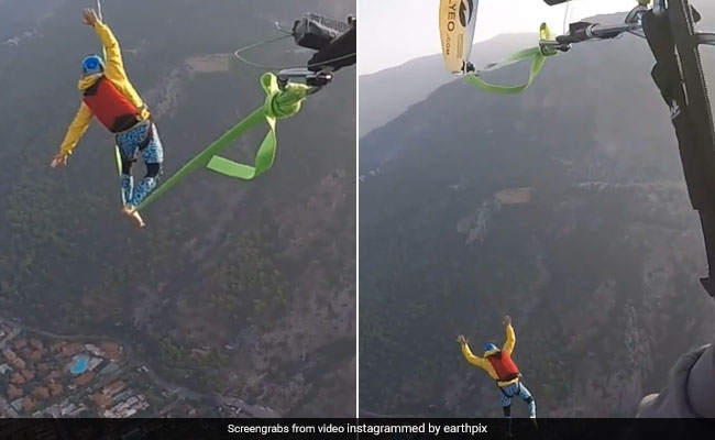 हजारों फीट की ऊंचाई पर करतब दिखाते वक्त नीचे गिरा शख्स, वीडियो में देखें आगे का खौफनाक नजारा
