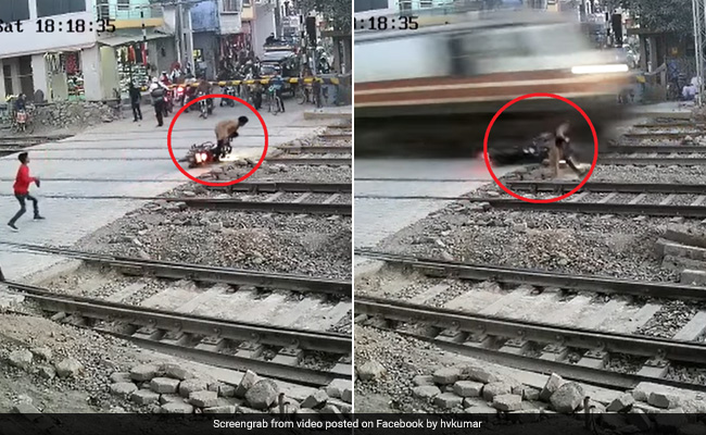 Watch: Mumbai Biker's Close Shave With Train, Captured In Dramatic Video