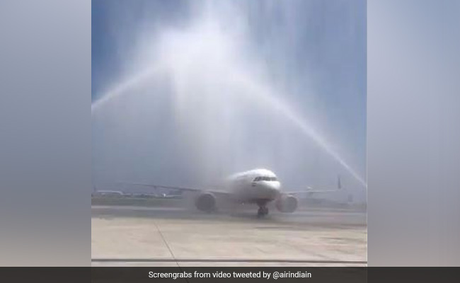 Water Cannon Salute To Air India Plane Upon Maldives Landing. Here's Why