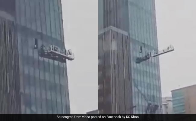 Window Cleaners' Cradle Slams Into Malaysia Skyscraper Due To Strong Wind