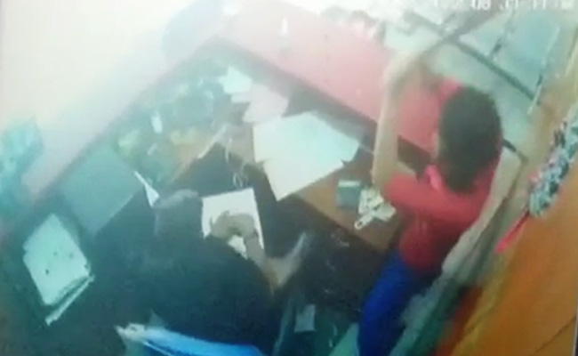 Kerala Hotel CCTV Shows Man With Machete Attacking Receptionist