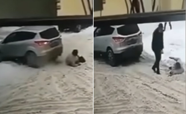 बुजुर्ग महिला को कार ने बुरी तरह कुचला, करिश्माई ढंग से बची जान...देखें Video