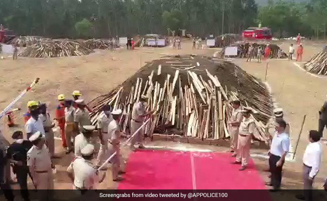 Video: 2 Lakh Kg Of Ganja Worth Rs 200 Crore Set On Fire In Andhra
