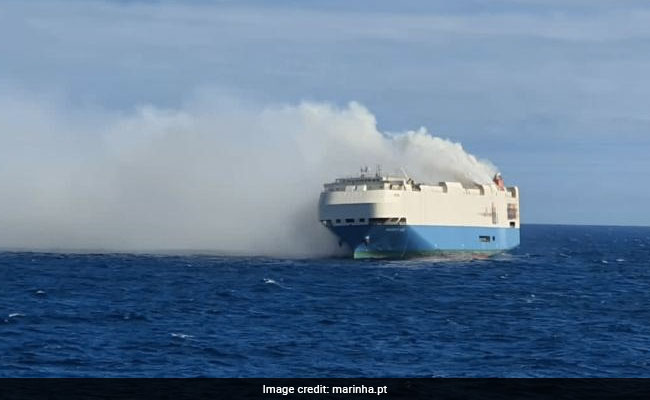 Fire Dies Down On Ship Carrying Luxury Cars, With Little Left To Burn Fire Dies Down On Ship Carrying Luxury Cars, With Little Left To Burn