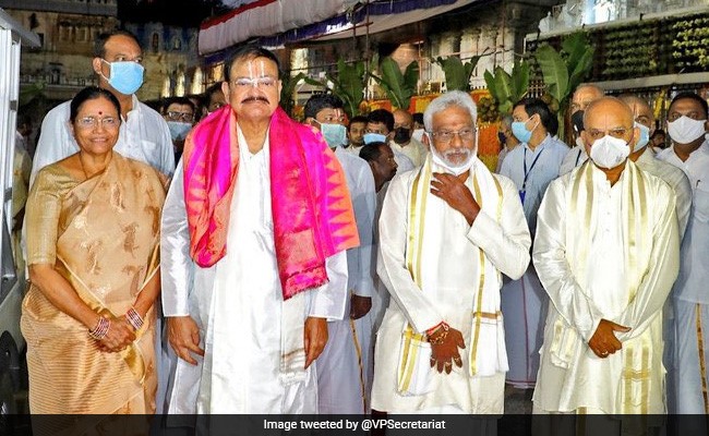 Vice President M Venkaiah Naidu Offers Prayers At Tirumala Temple