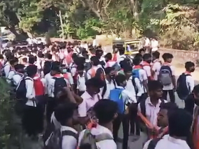 Hijab Row In Another Karnataka College, Boys Protest In Support Of Girls