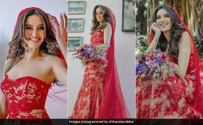 Red Is The Colour Of Love And We Sure Are In Love With Shibani Dandekar's Wedding Outfit