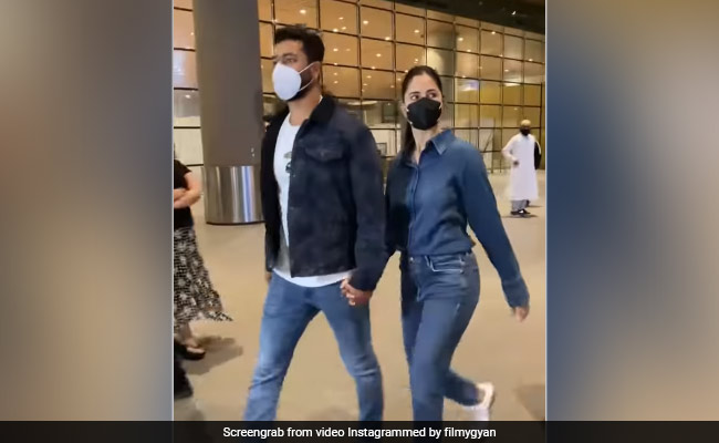 शादी के बाद Katrina और Vicky का पहला वैलेंटाइन, एयरपोर्ट पर एक दूसरे का हाथ थामे स्पॉट हुआ कपल...VIDEO