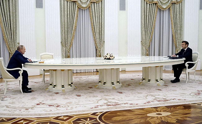 French President Kept At Distance From Putin After Refusing Covid Test