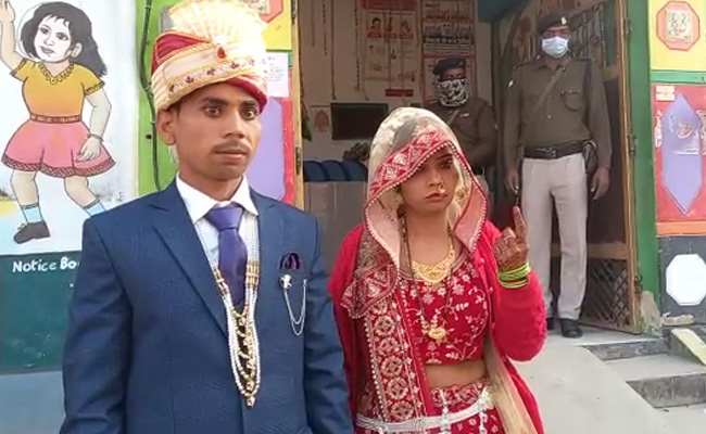 In UP, 2 Brides Head To Vote Right After Wedding