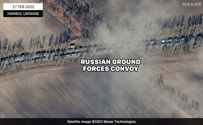 Satellite Pics Show Large Convoy Of Russian Forces 40 kms From Kyiv