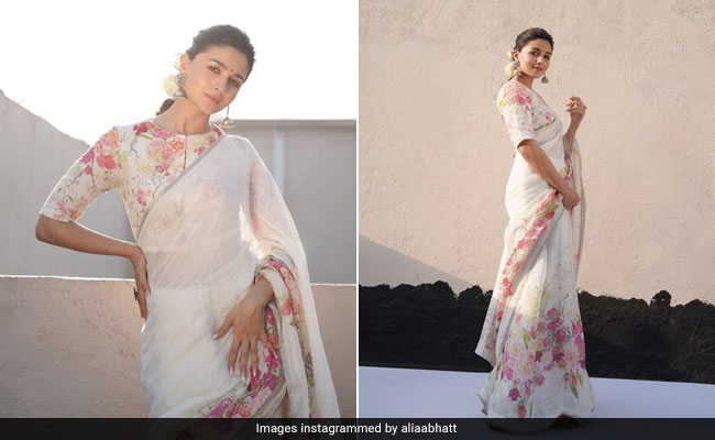 Alia Bhatt's Love For White <i>Sarees</i> Take A Floral Turn Just In Time For Spring