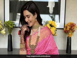 Newlywed Karishma Tanna's Pink Saree Is A Gift From Her Mother-In-Law Newlywed Karishma Tanna's Pink Saree Is A Gift From Her Mother-In-Law