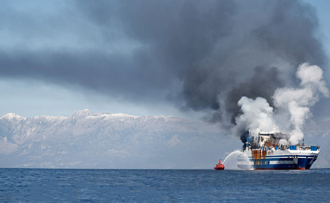 12 Truck Drivers Missing As Ferry Continues To Burn In Greece