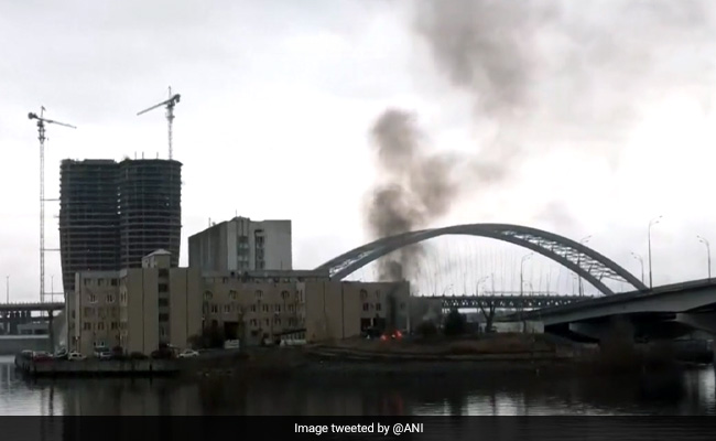 Watch: Smoke Over Defence Ministry Unit In Ukraine's Kyiv