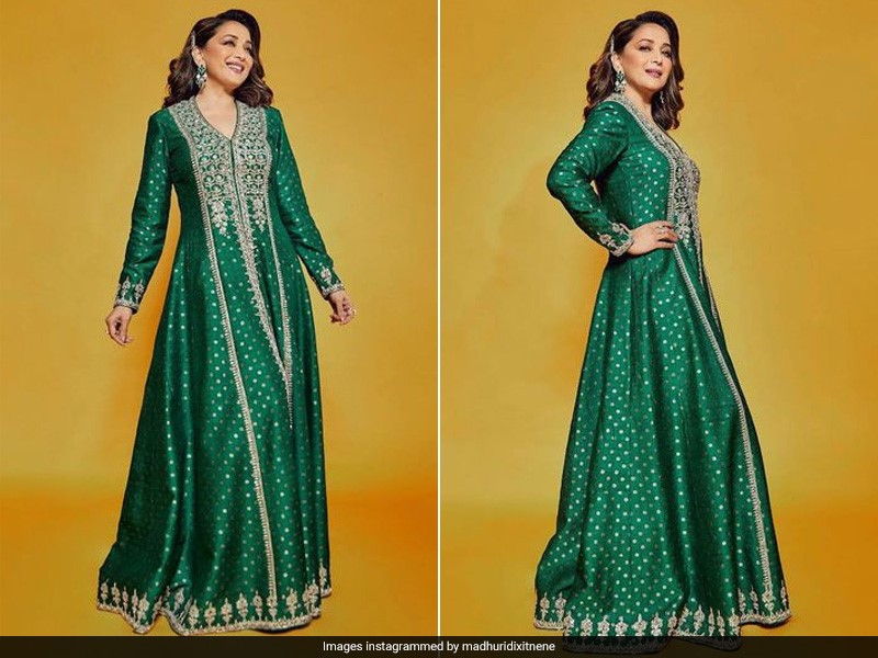 We Cannot Take Our Eyes Off Madhuri Dixit In An Emerald Green Festive Gown