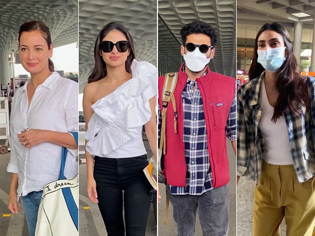 मुंबई एयरपोर्ट पर दिखीं फिल्मी हस्तियां, रश्मिका, मौनी और अथिया शेट्टी का दिखा खास अंदाज