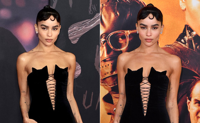 Zoe Kravitz's Custom Cutout Black Gown Is Purr-Fect For <i>The Batman</i> Premiere