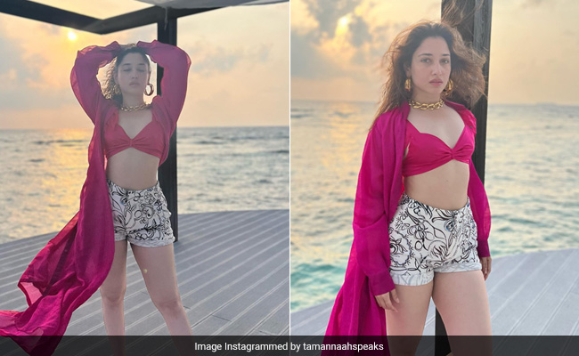 Tamannaah Bhatia's Colour Pop Look Is Perfectly Beach Chic To Watch The Sun Go Down In Maldives