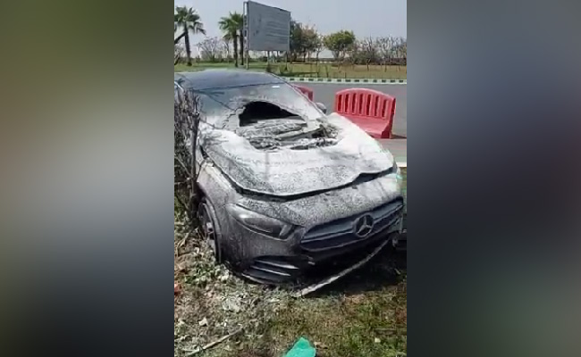Caught On Camera: 1-Crore Mercedes Crashes Near Delhi, Catches Fire