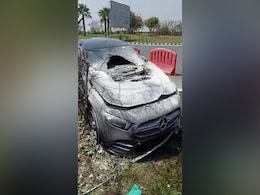 Caught On Camera: 1-Crore Mercedes Crashes Near Delhi, Catches Fire Caught On Camera: 1-Crore Mercedes Crashes Near Delhi, Catches Fire