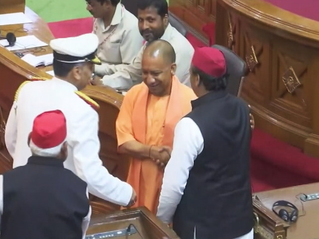 Watch: For Yogi Adityanath, Akhilesh Yadav, Smiles, Handshake In Assembly