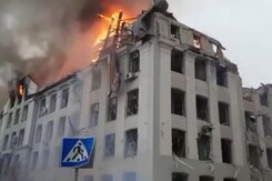 Russian Rockets Hit Buildings In Civilian Areas In Ukraine City Russian Rockets Hit Buildings In Civilian Areas In Ukraine City