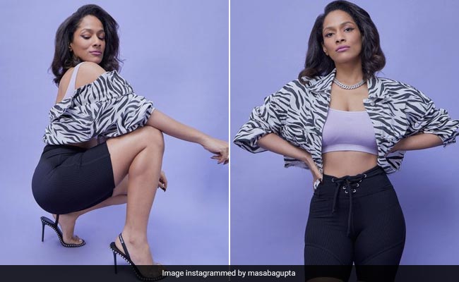 Masaba Gupta In Biker Shorts, Zebra Prints And A Pastel Bandeau Is In Fashion Trend Paradise