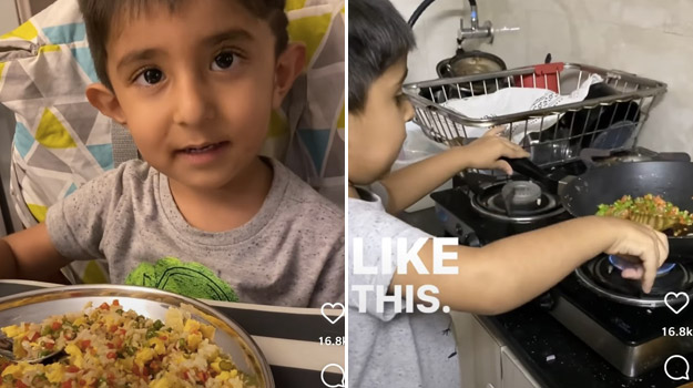 Watch: Adorable Toddler Making Fried Rice Will Impress You With His Cooking Skills