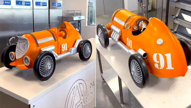 Pastry Chef Creates Amazing Old-School Race Car With 18 Kgs Of Chocolate